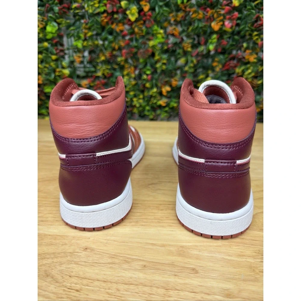 Nike Air Jordan 1 Mid Shoes Sneaker Dusty Peach Night Maroon BQ6472-200 Womens 7